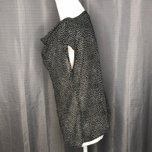 CHARLIE CALIFORNIA MEDIUM BLACK & CREAM BLOUSE VINTAGE - Picture 4 of 6